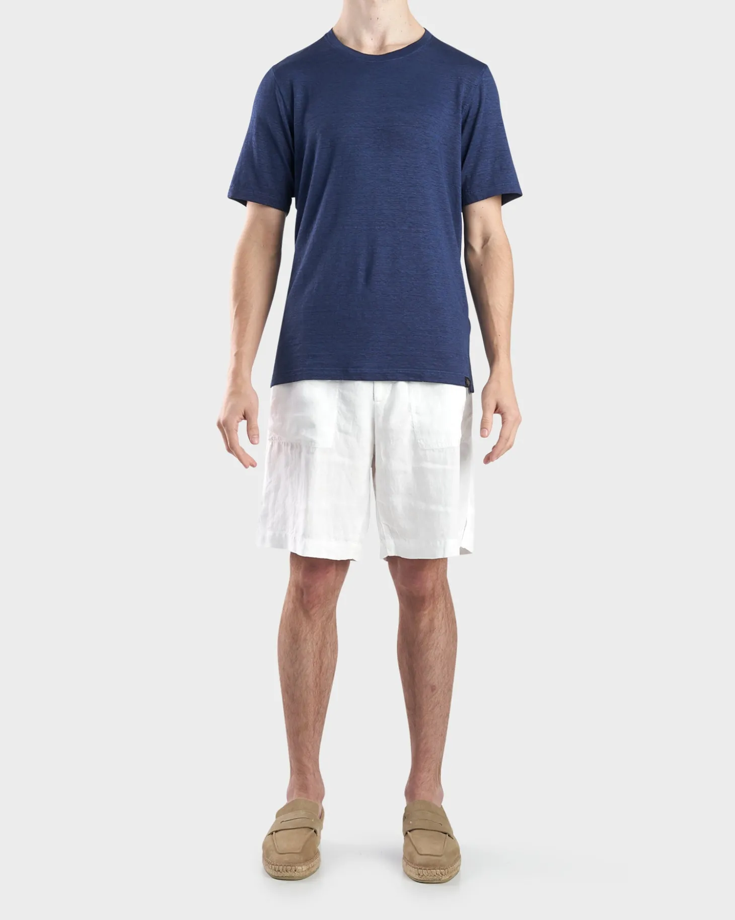 White Linen Drawstring Shorts