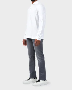 White Long Sleeve Cotton Polo Shirt