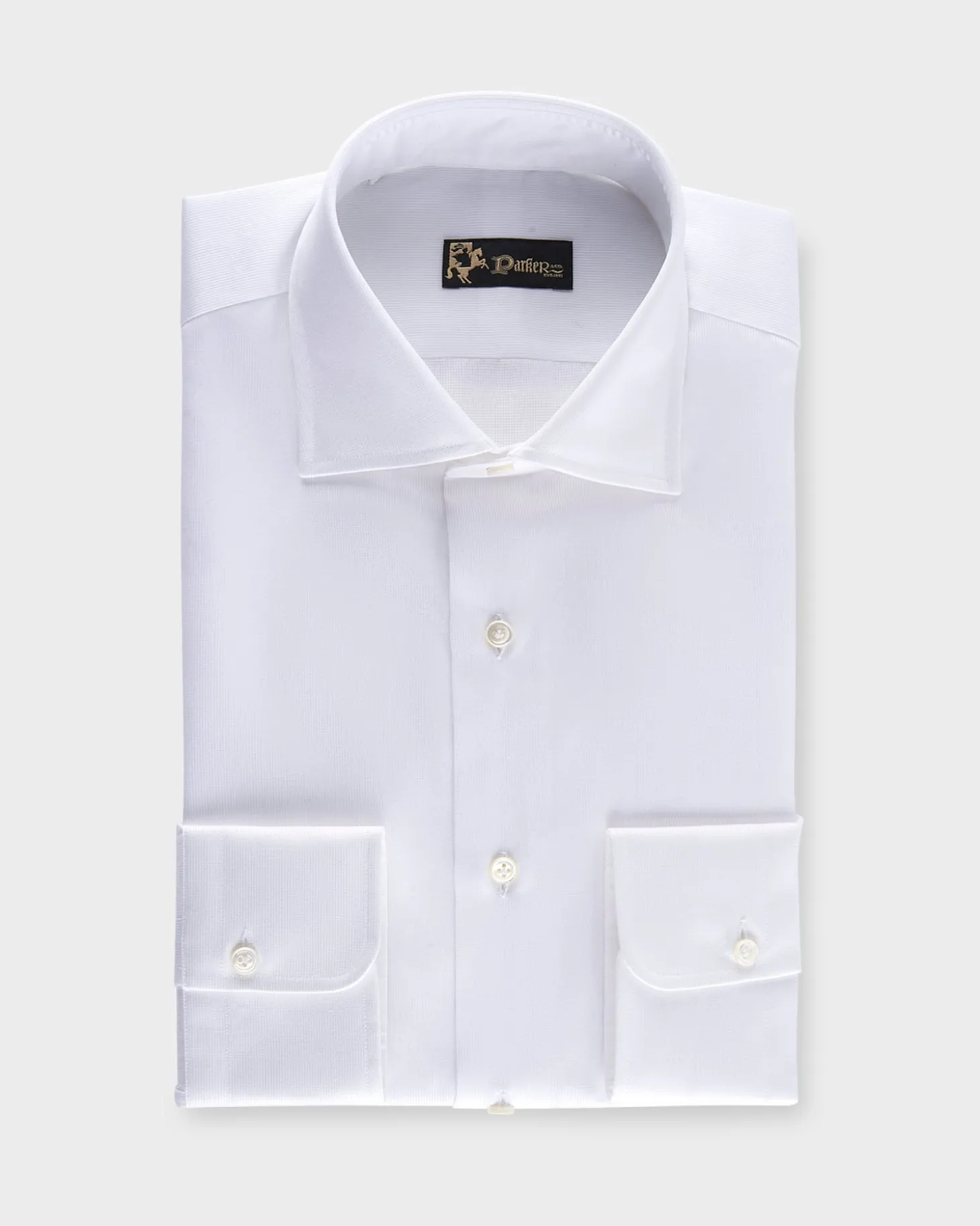 White Microtexture Tailored Cotton Shirt