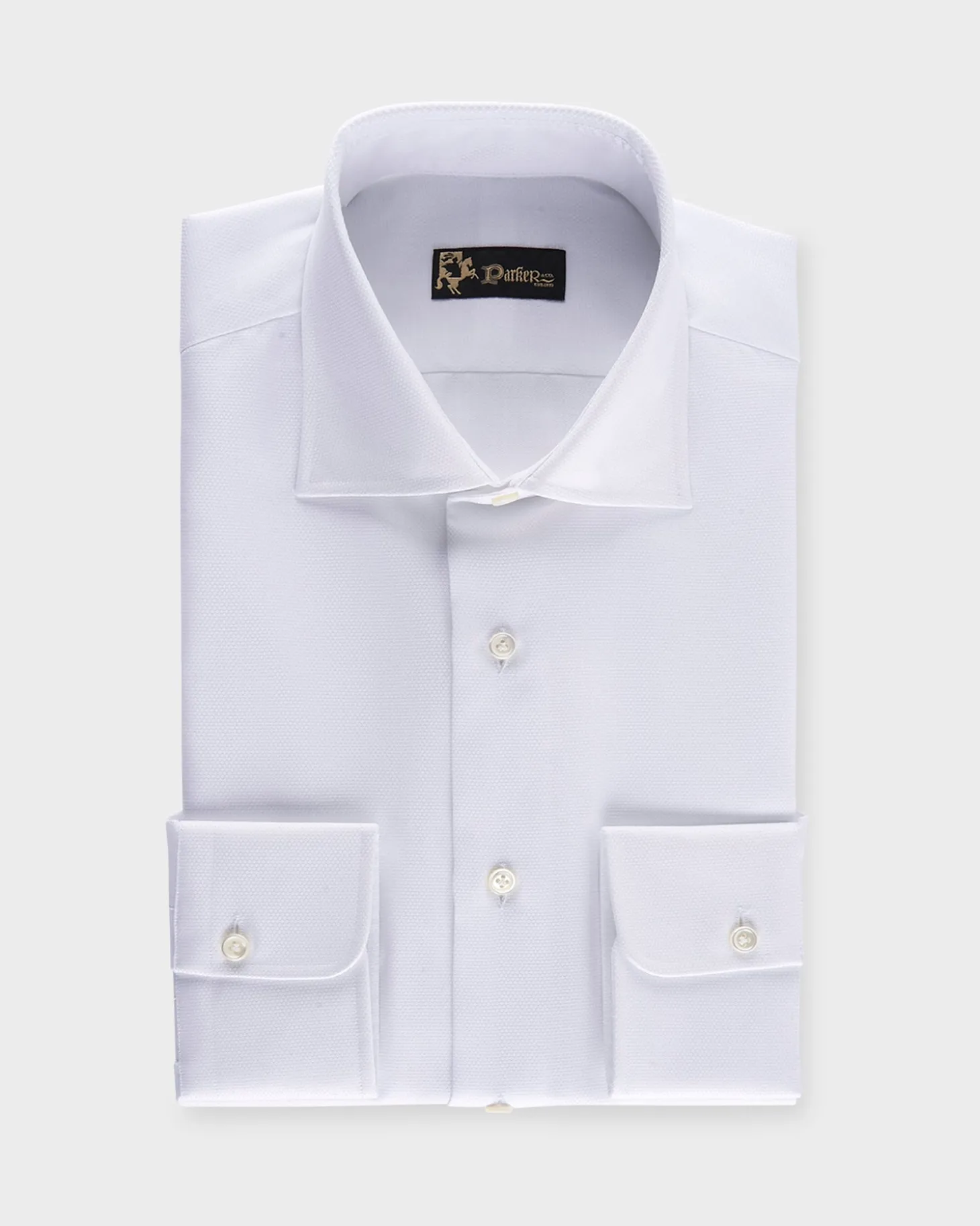 White Microtexture Tailored Cotton Shirt