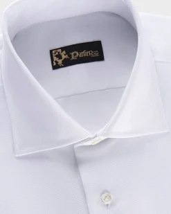 White Microtexture Tailored Cotton Shirt