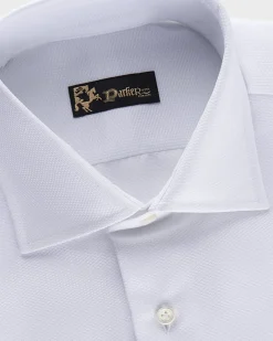 White Microtexture Tailored Cotton Shirt