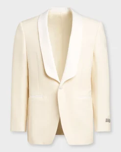 White Pure Wool Shawl Lapel Dinner Jacket