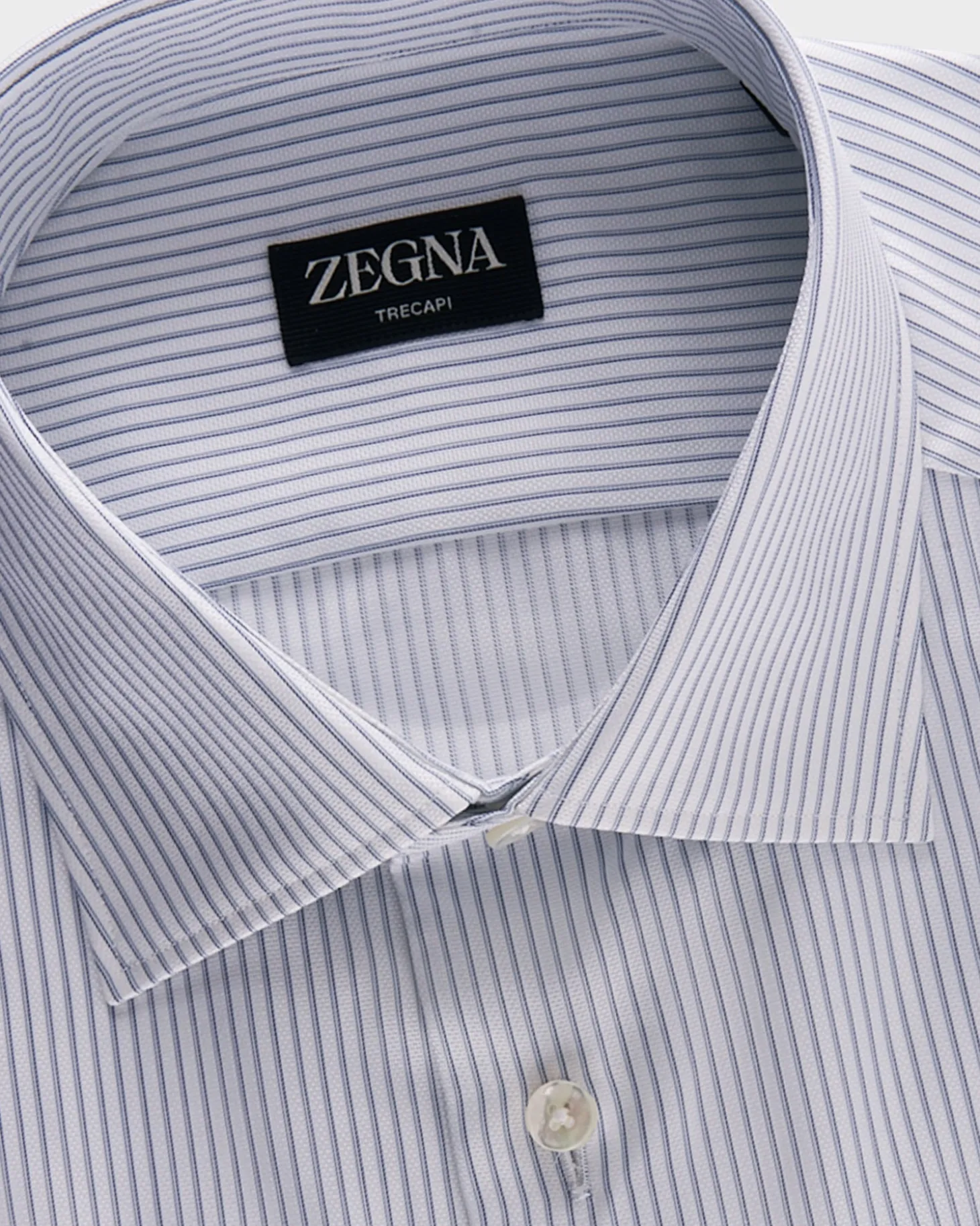 White With Blue Stripe Trecapi Cotton Shirt